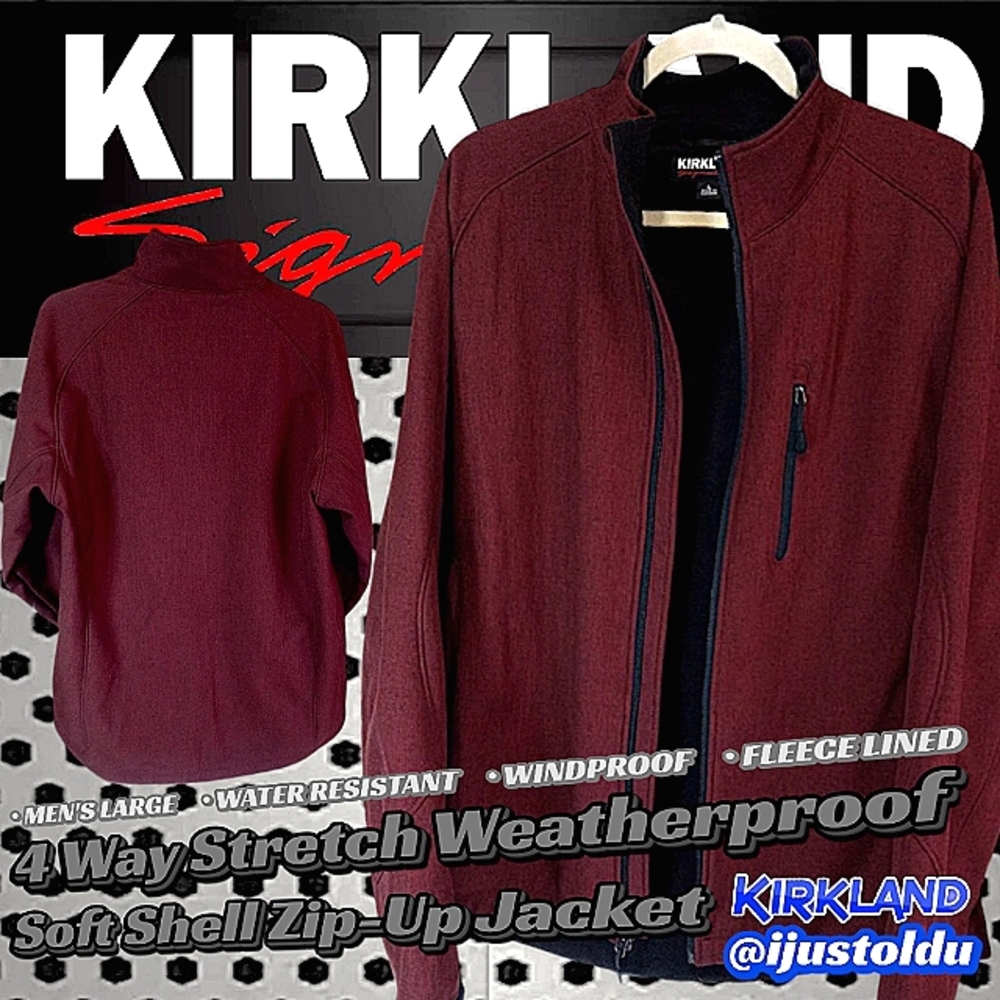Kirkland Signature Weatherproof Softshell Jacket | Men's L | Sequoia Red Heather